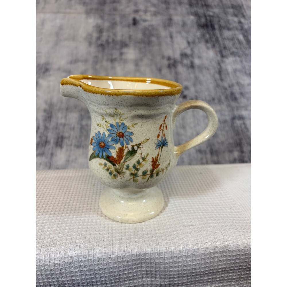 Mikasa EB 804 Blue Floral Stoneware Creamer Pitcher Made in Japan Vintage